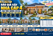 Báo Giá Xây Nhà Cấp 4 Tại Tây Ninh 2026 – Mái Nhật, Mái Thái, Sân Vườn